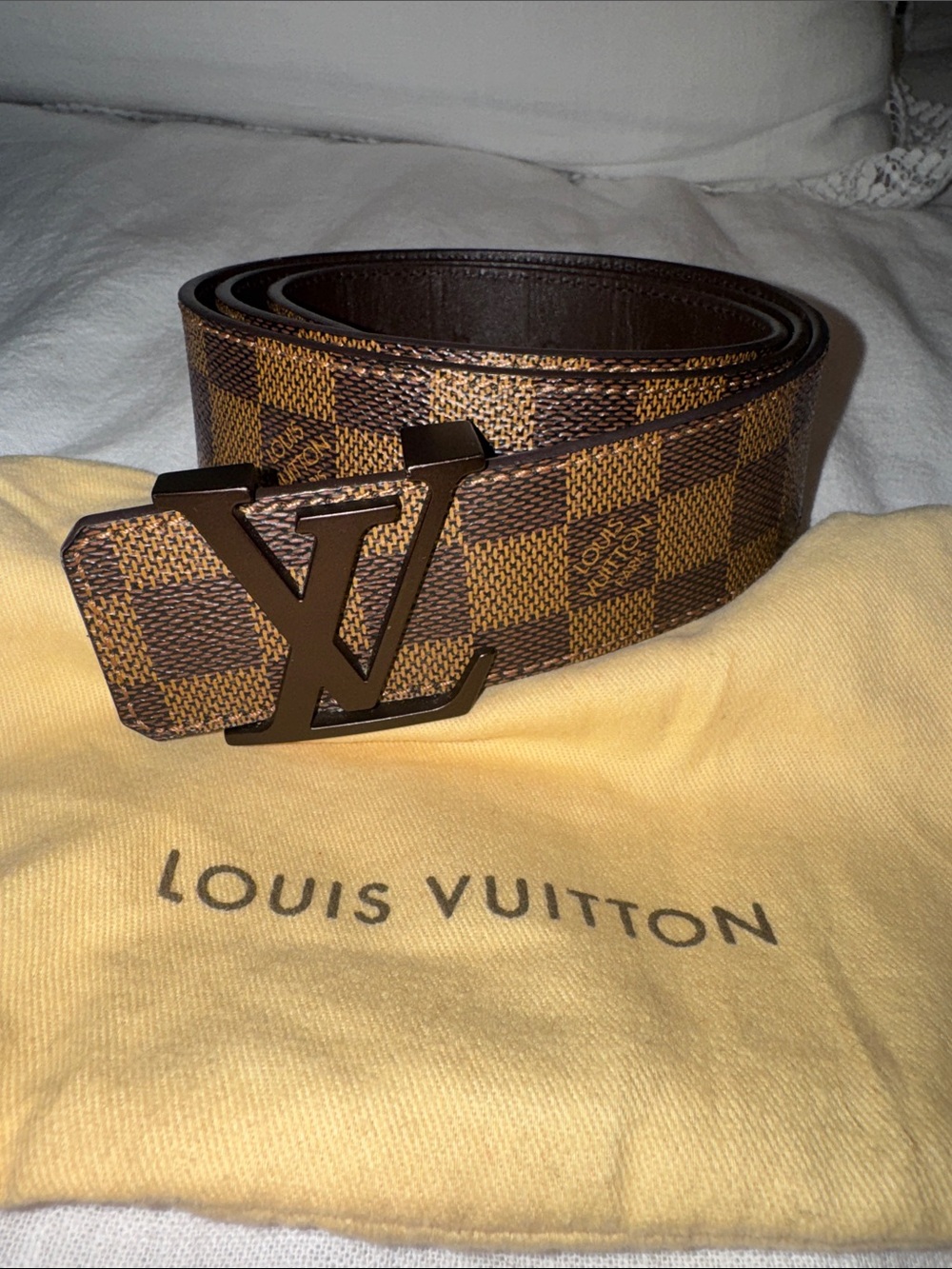 Louis Vuitton Brown Damier Ebene LV Buckle Belt